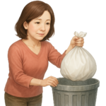 30代女性パート・不法投棄のイラスト